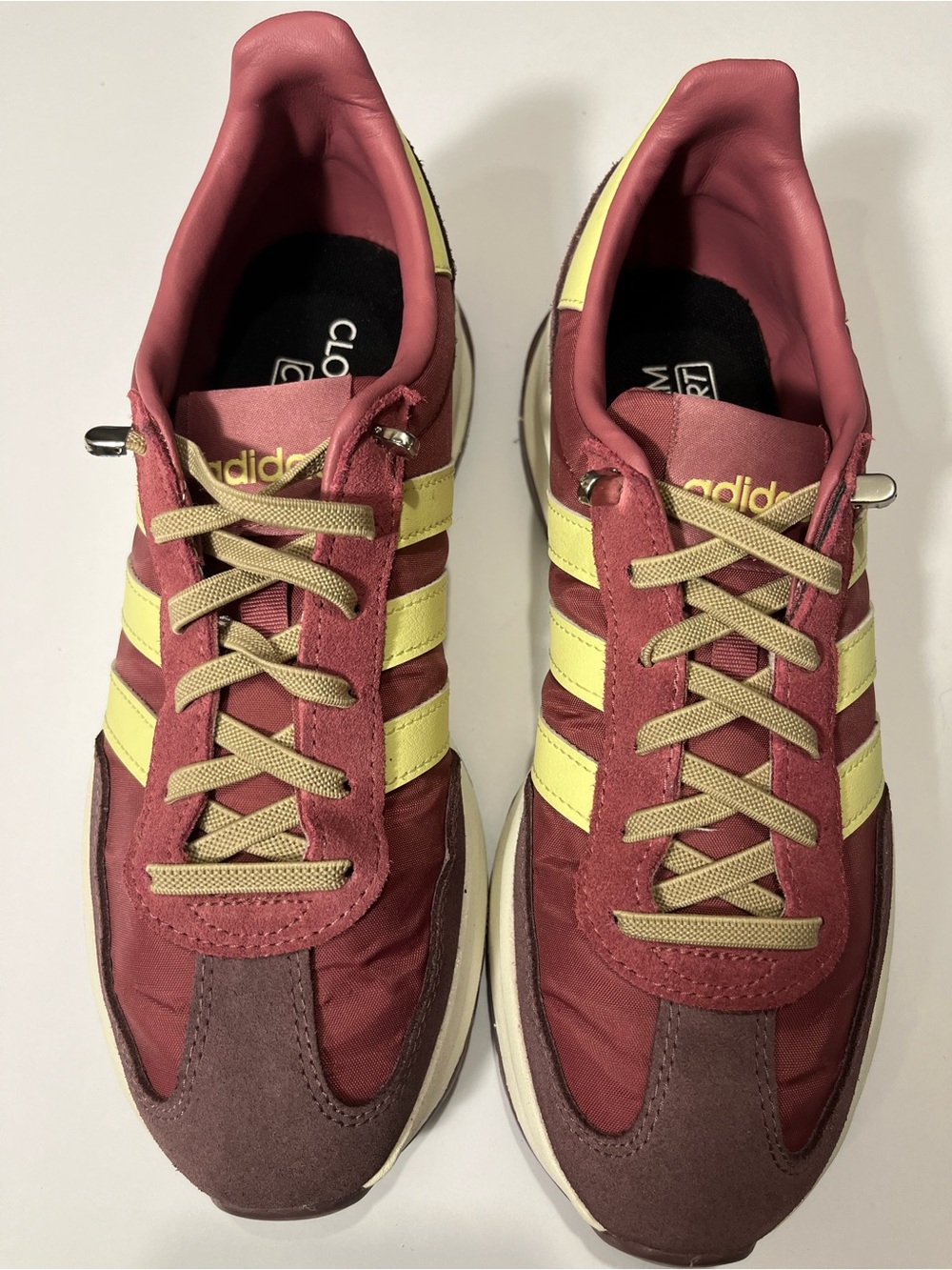 adidas Women’s Burgundy and Yellow Classic Runner Sneakers